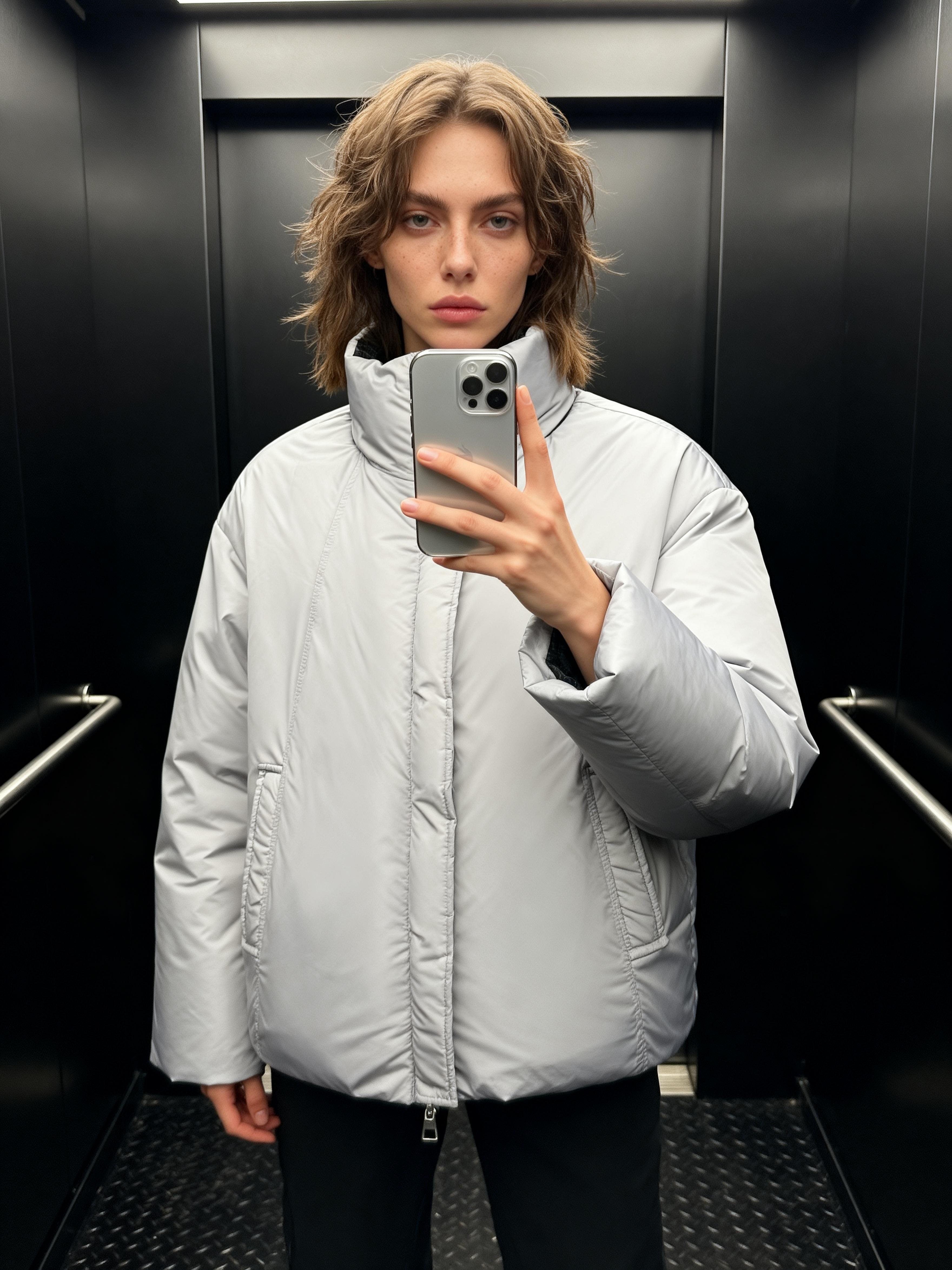 VINTAGE REVERSIBLE PLAID DOWN JACKET EHW5004