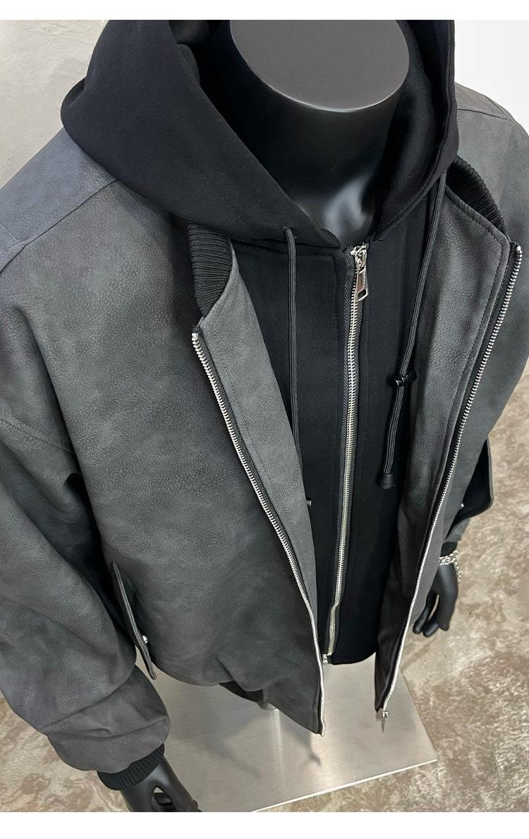 OVERSIZED HOODED BOMBER JACKET-STREETWEAR COAT WITH UTILITY POCKET EHW5009