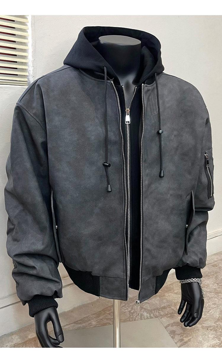 OVERSIZED HOODED BOMBER JACKET-STREETWEAR COAT WITH UTILITY POCKET EHW5009
