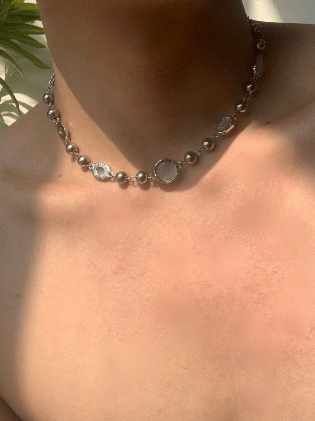 은색 심플 디자인 체인 목걸이 st2296