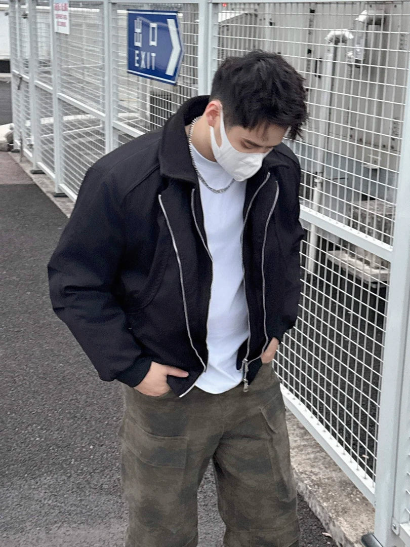 STREET STYLE CASUAL ZIP-UP BOMBER JACKET WITH COLLAR EHW5011