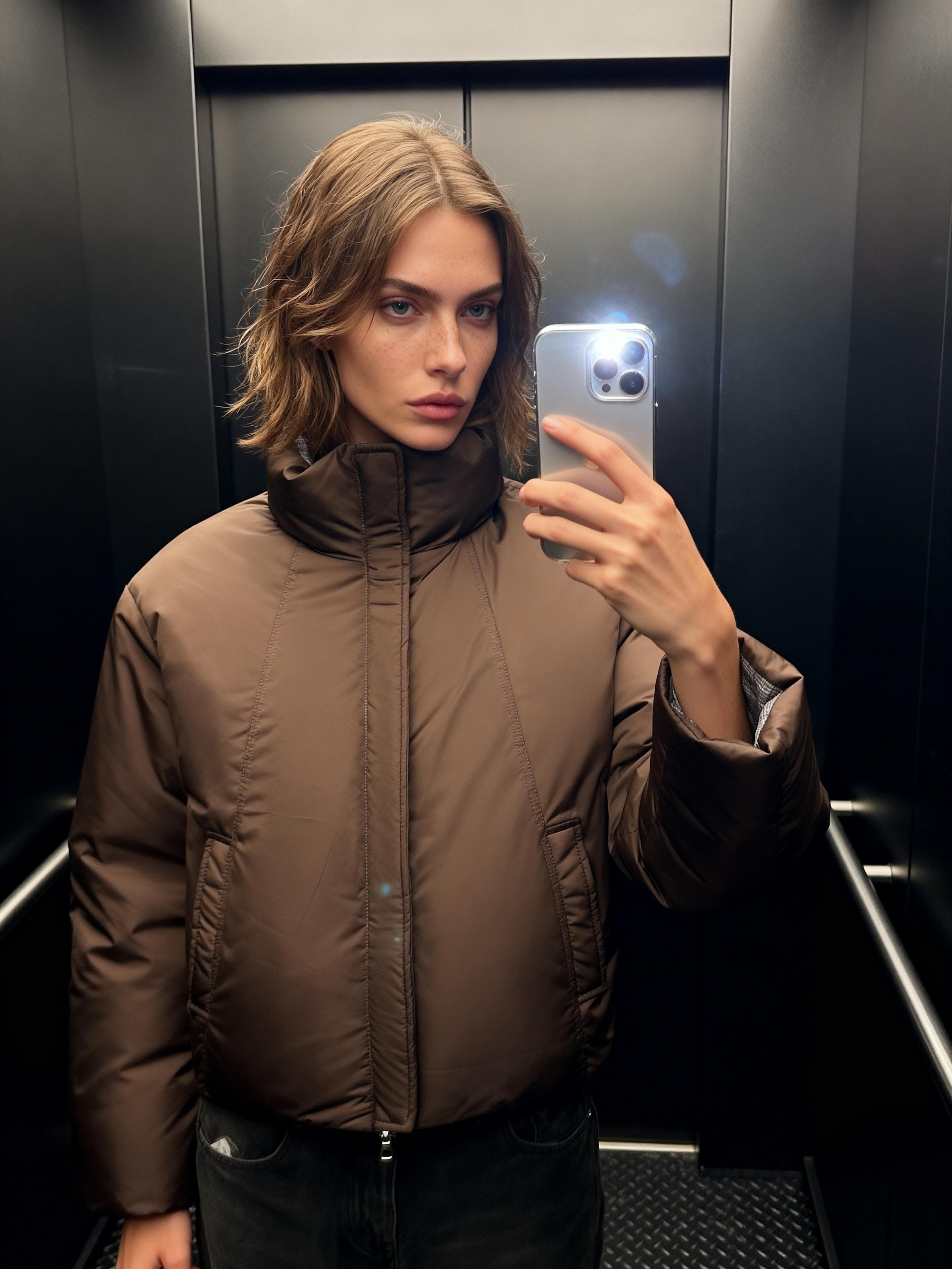 VINTAGE REVERSIBLE PLAID DOWN JACKET EHW5004