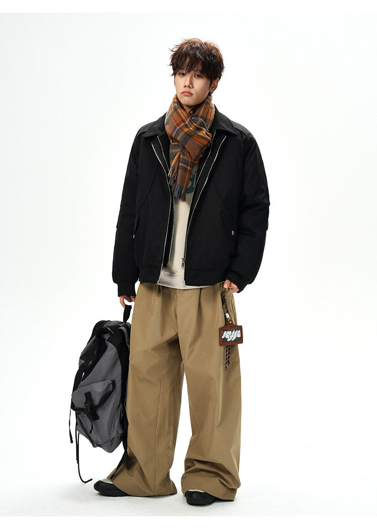 STREET STYLE CASUAL ZIP-UP BOMBER JACKET WITH COLLAR EHW5011