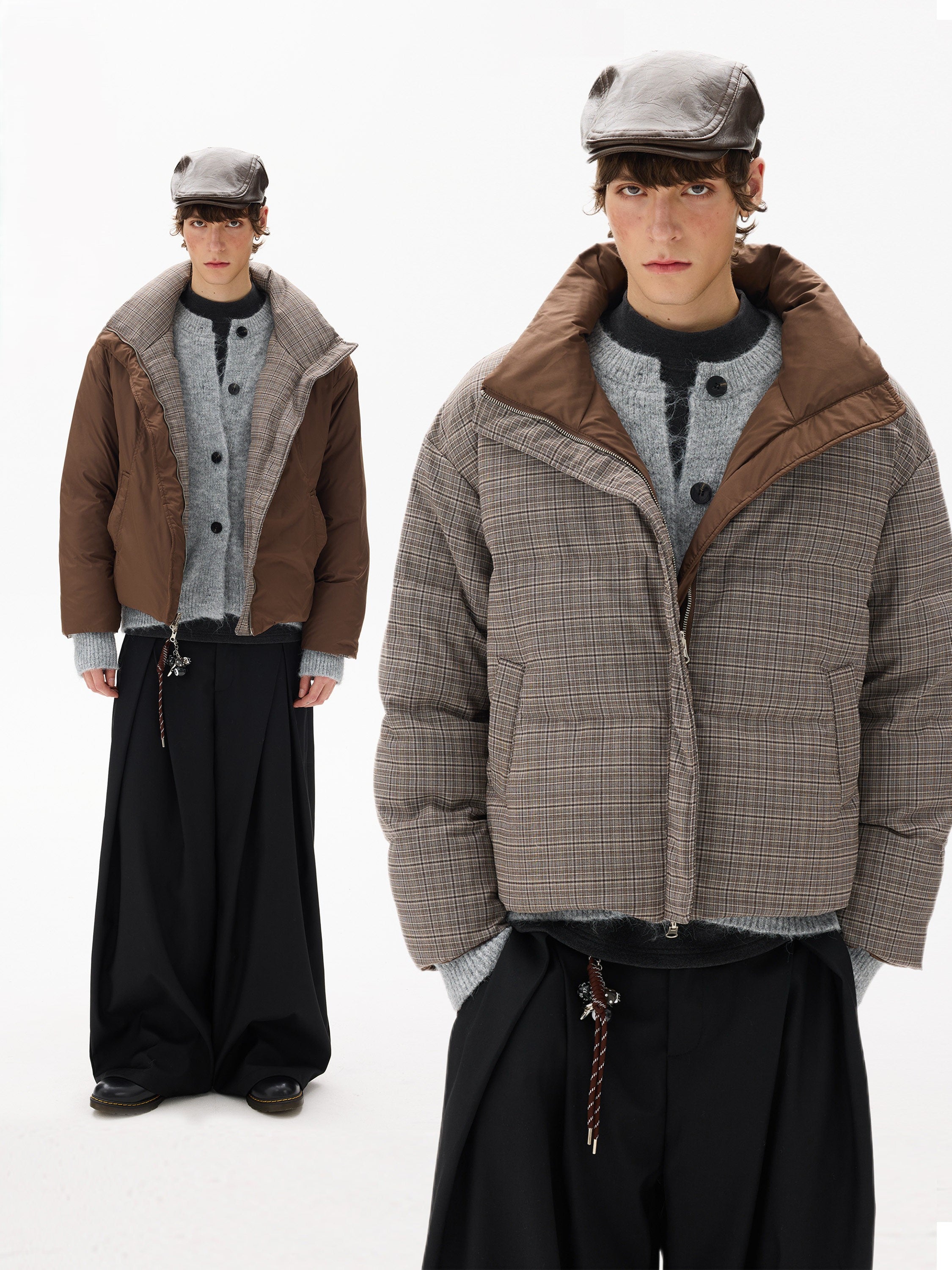 VINTAGE REVERSIBLE PLAID DOWN JACKET EHW5004