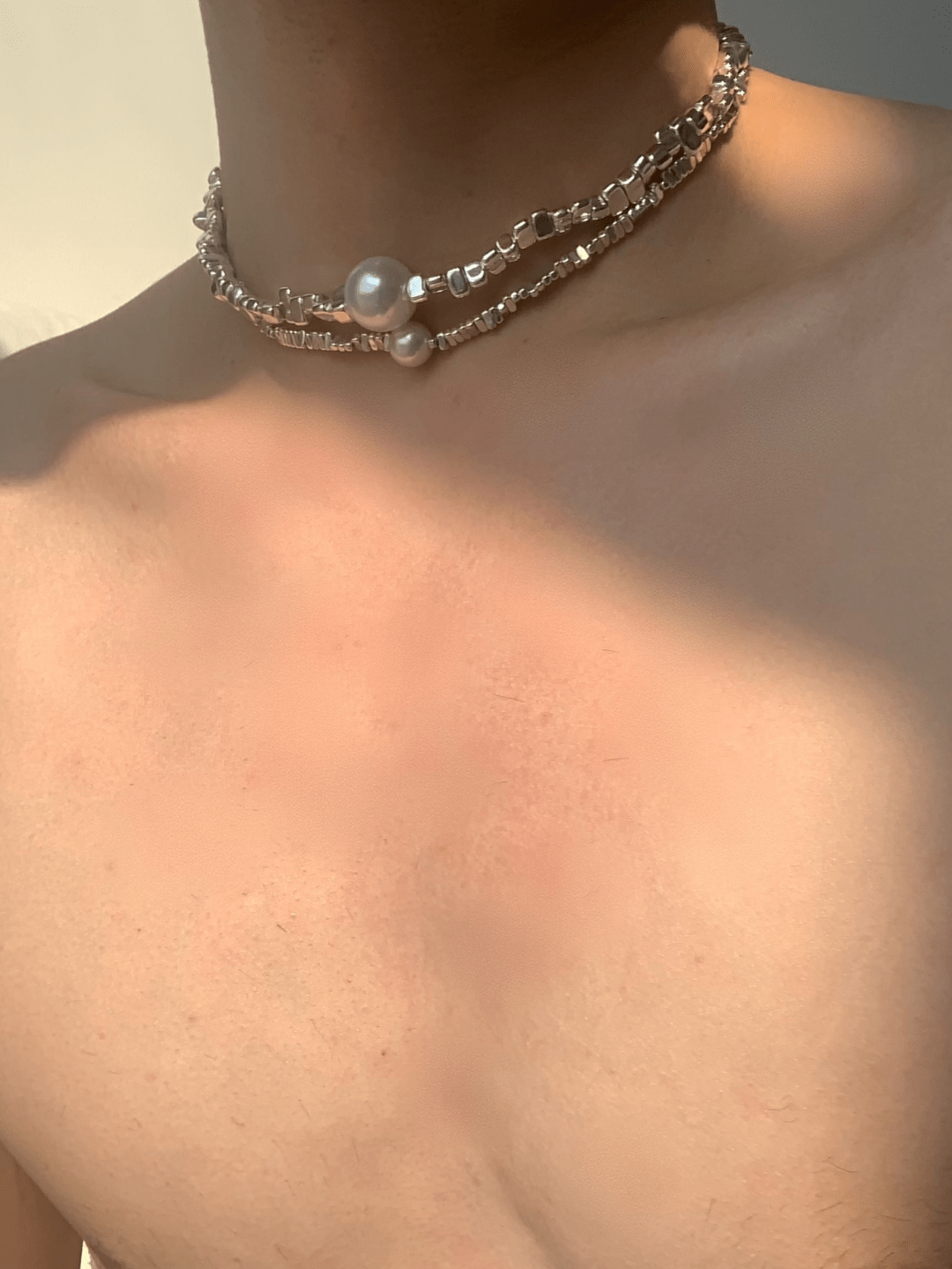 진주 장신구 심플한 은 목걸이 st2297