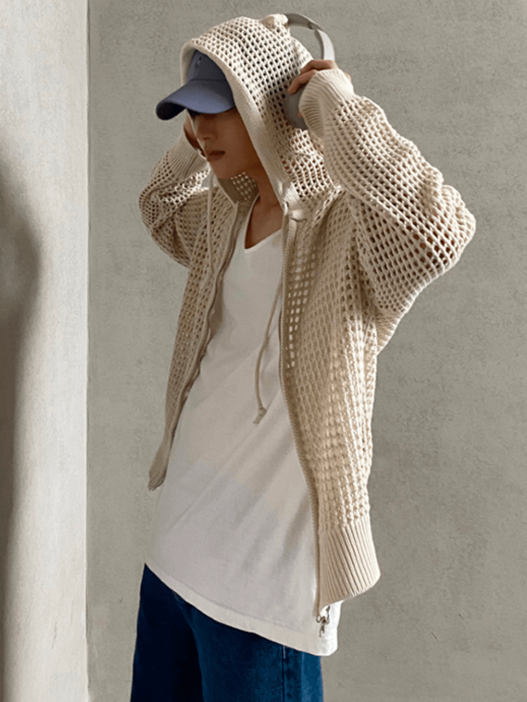 Trendy mesh hoodie st1204