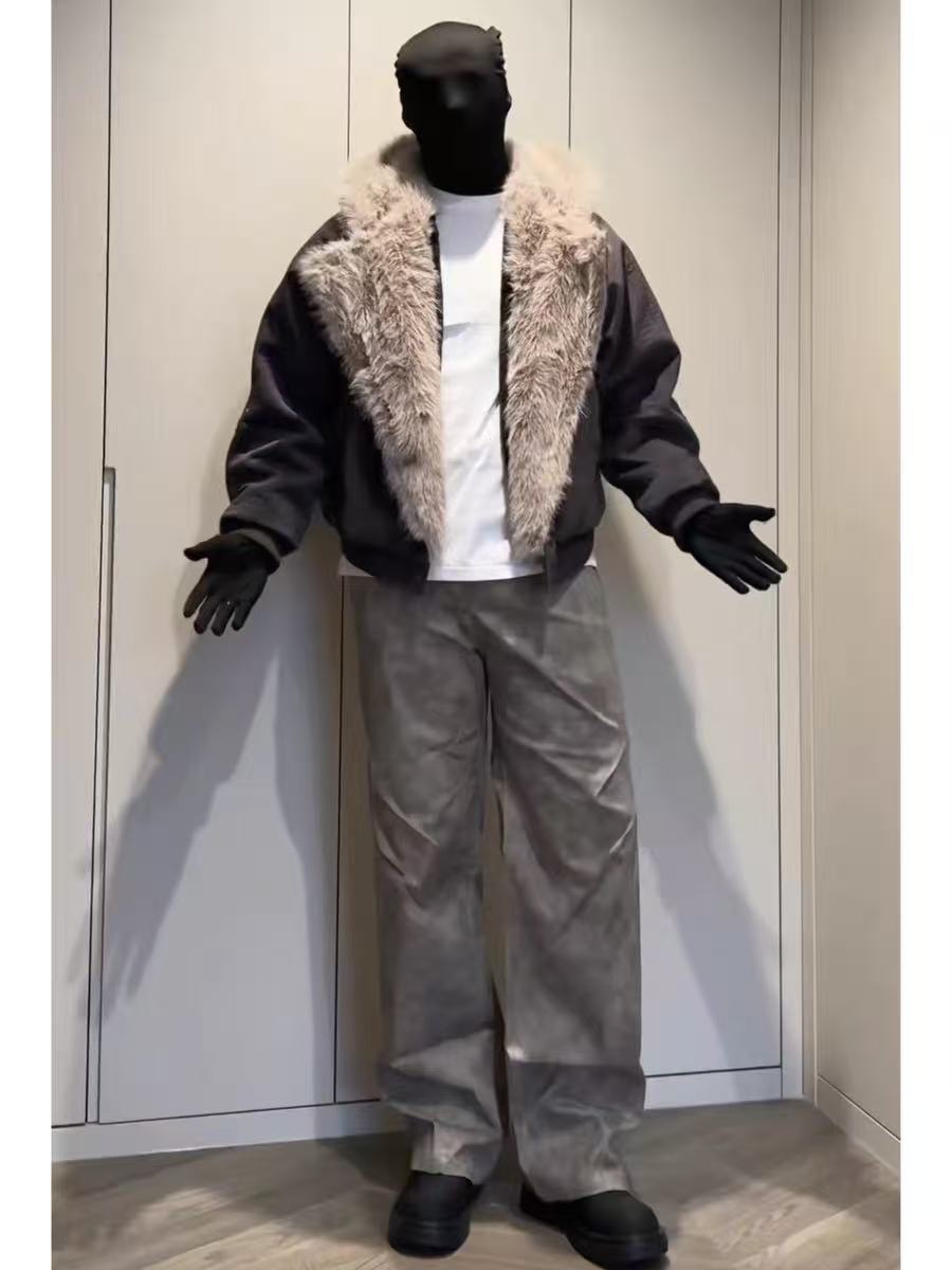 Winter American mountain carving deconstruction design warm cotton clothes men's tide brand couple thickened cotton clothes jacket