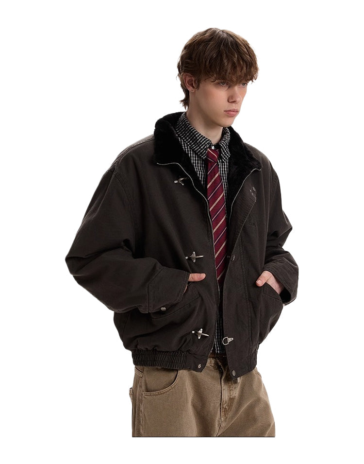 Vintage old money wind stand-up collar flight jacket cotton clothes SIN0969