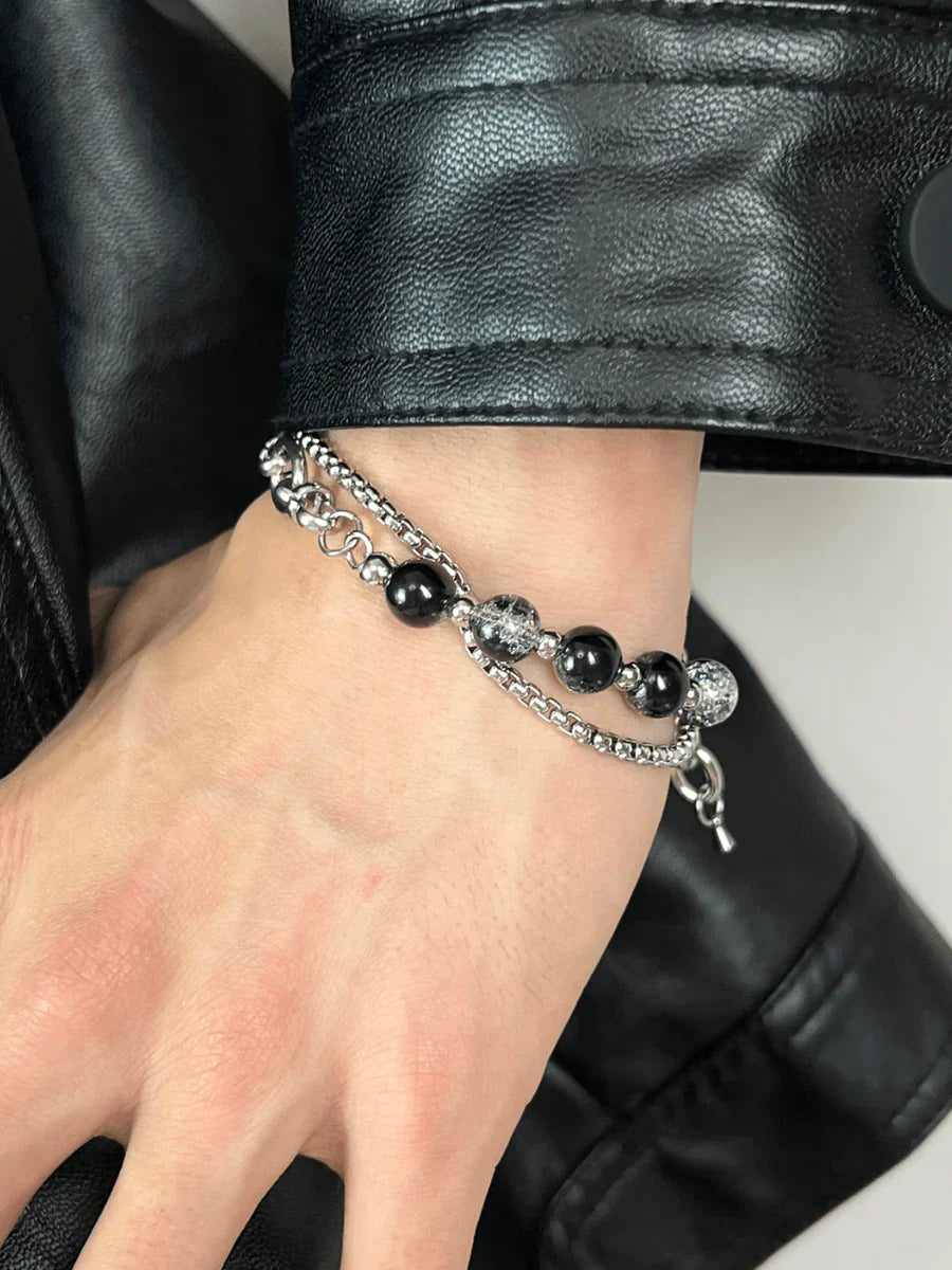 스틸 이중 레이어 버스트 비즈 팔찌 ST1071