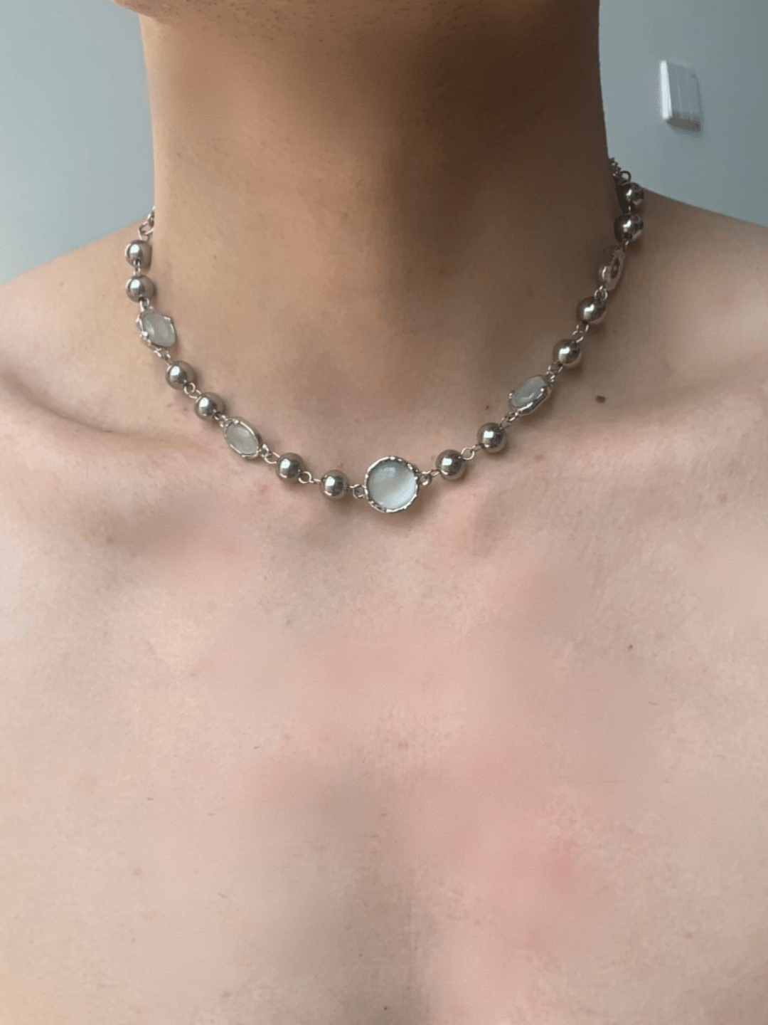 은색 심플 디자인 체인 목걸이 st2296