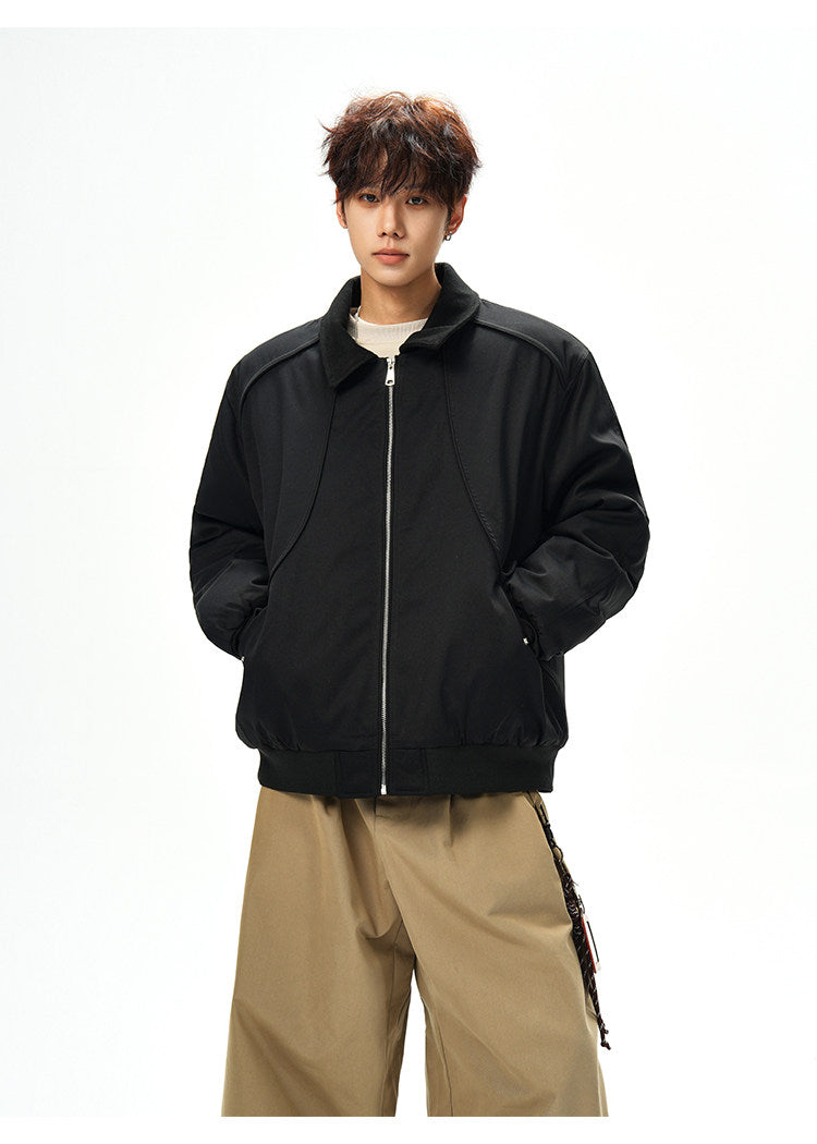 STREET STYLE CASUAL ZIP-UP BOMBER JACKET WITH COLLAR EHW5011