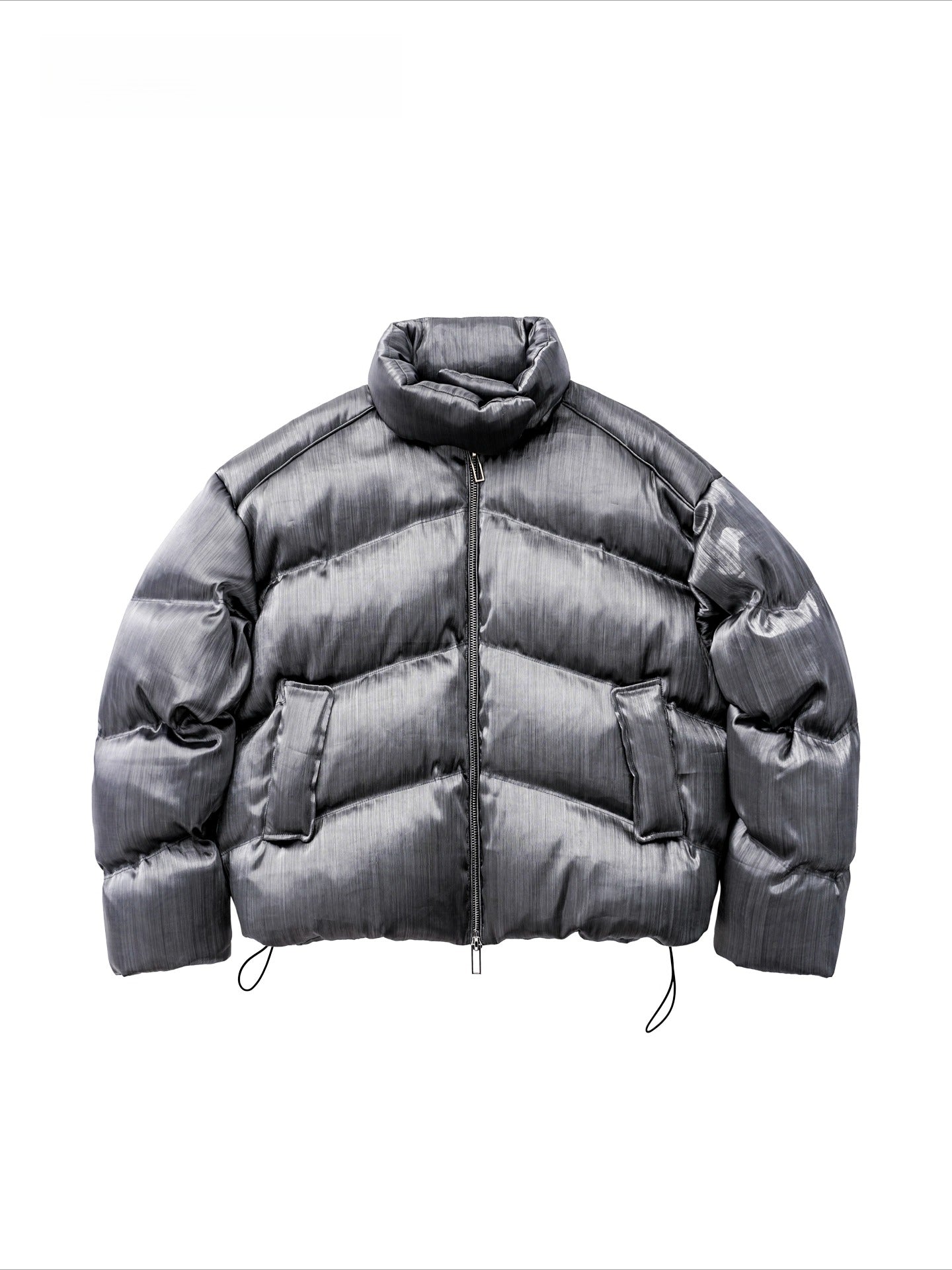 Heavy liquid metal texture white duck down thickened stand-up collar down jacket men and women the same winter coat