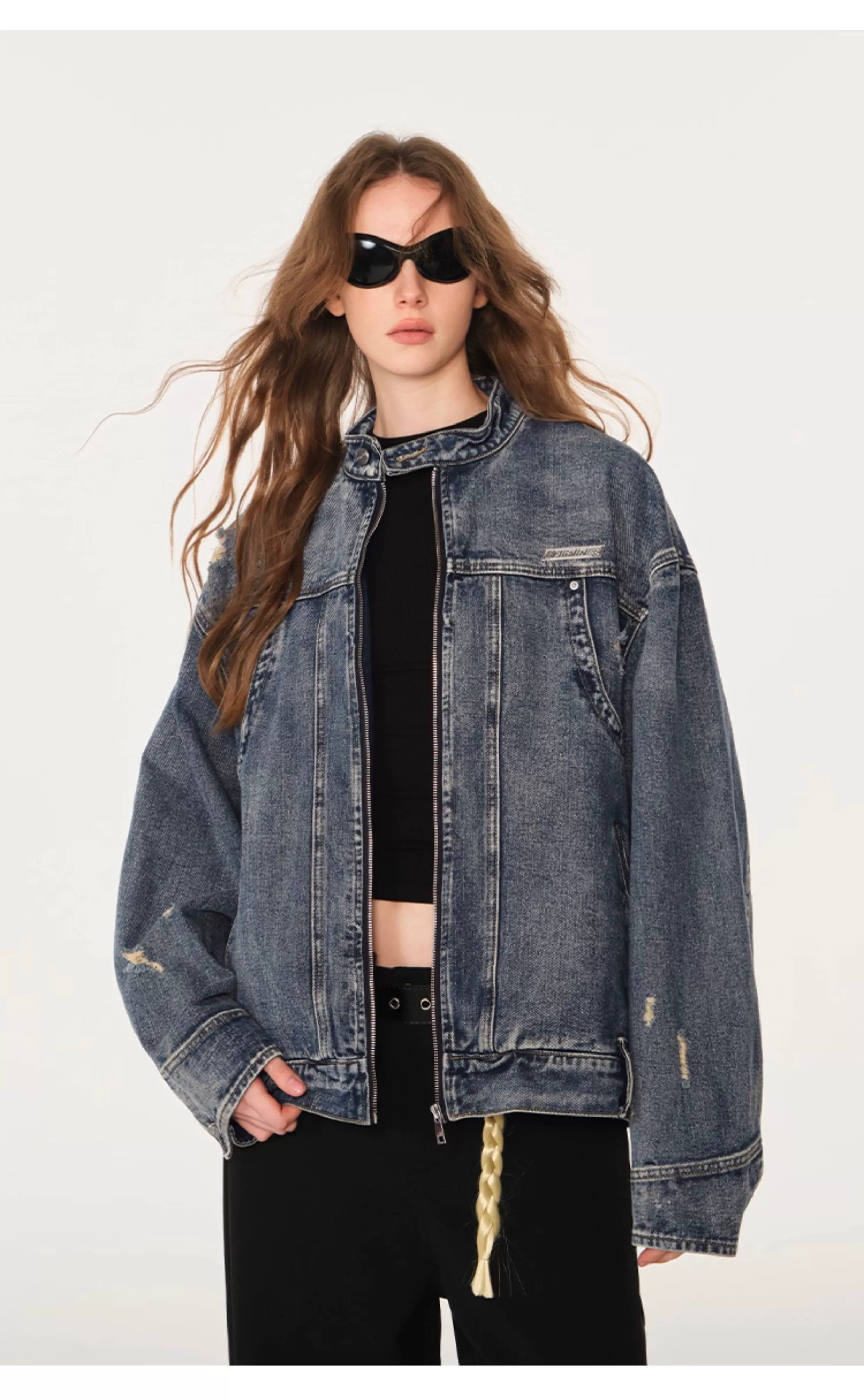 American high street cleanfit flip-flop denim jacket SIN0990