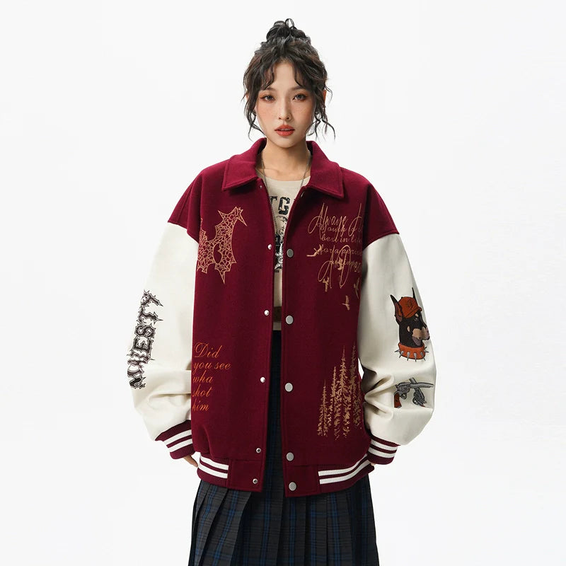 미국 중공업 자수 장식, 대비되는 색상의 접합, 남성용 트렌디한 하이 스트리트 커플 라펠 재킷