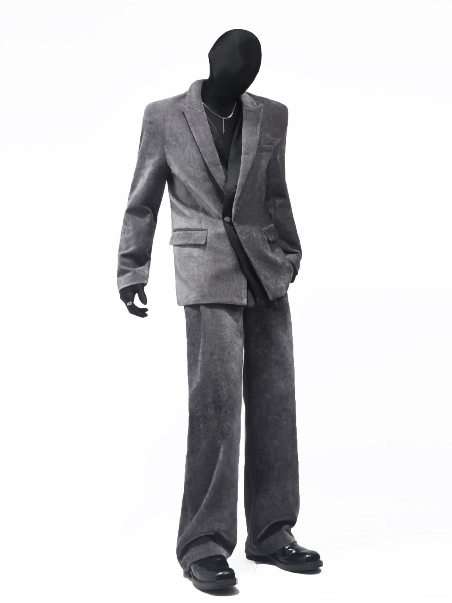 Autumn and winter chenille suit men's Korean version of ruffian handsome corduroy splicing blazer