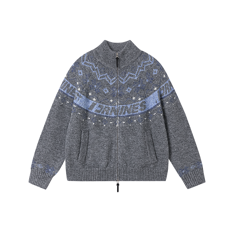 더블 지퍼 니트 스웨터 가디건 커플 스웨터 재킷 SIN0998