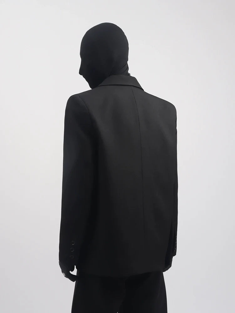 Black Clothes Premium Sense Small Fragrant Style Blazer Male Ruffian Handsome Temperament Trendy Metal Buckle Suit Trend