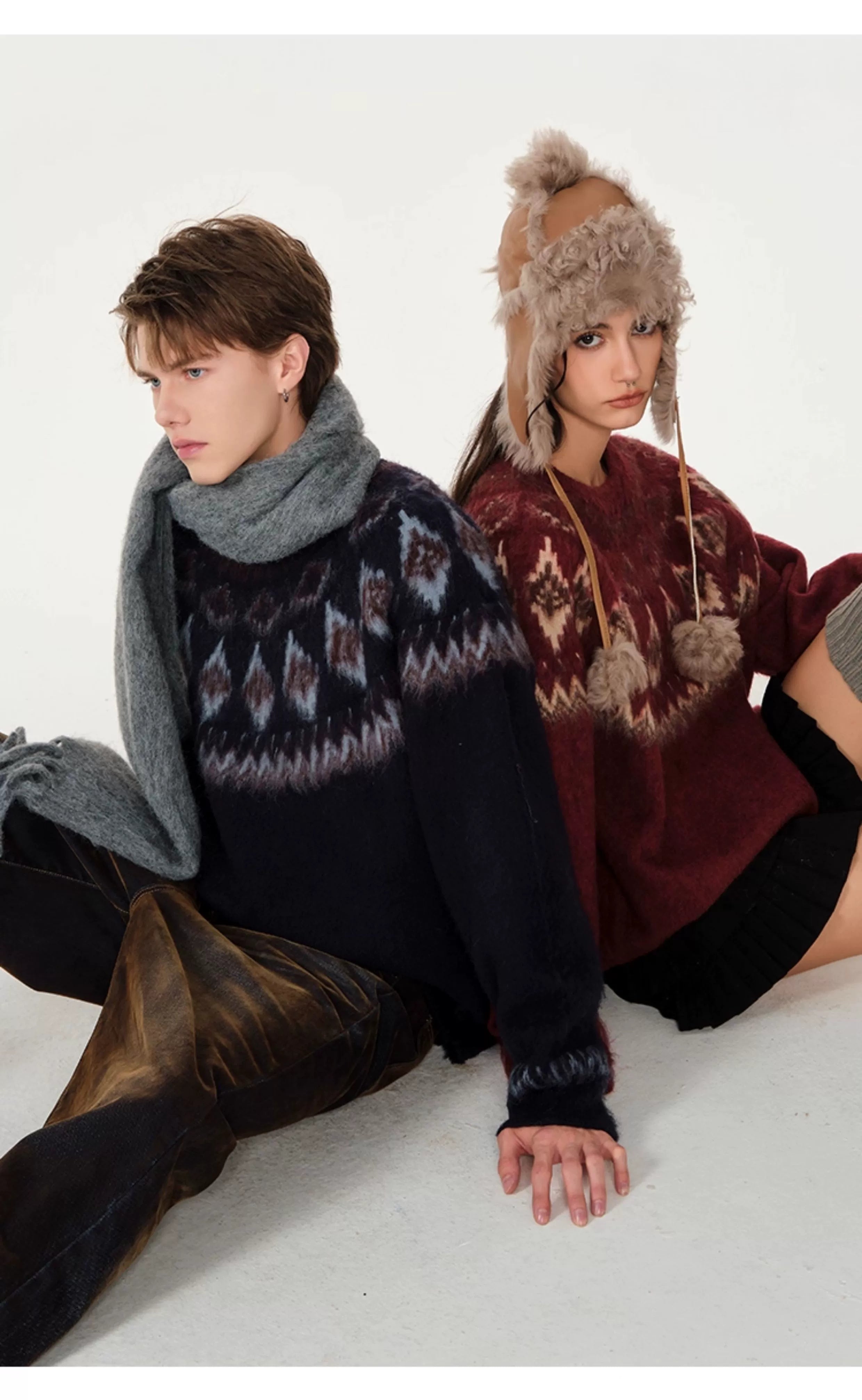 빈티지 자카드 스웨터 커플 스웨터 SIN0996