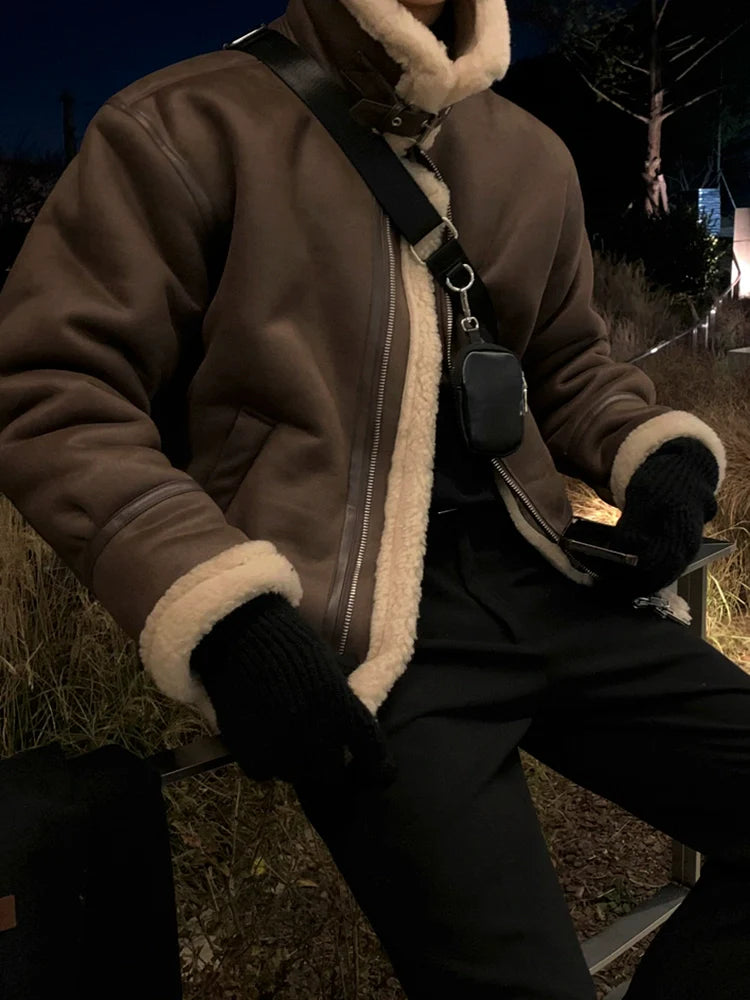 인조 스웨이드 양털 봄버 재킷 EHW5039