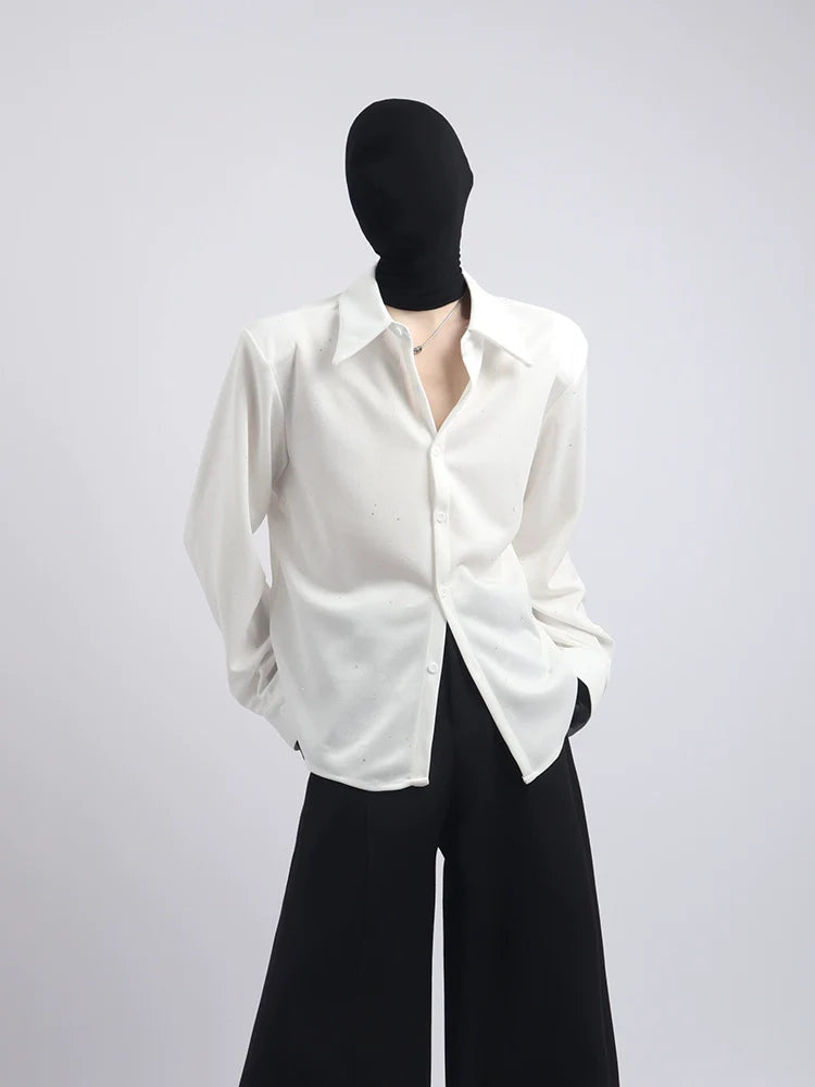 블랙 의류 프리미엄 감각 니치 디자인 스팽글 셔츠 남성 러피안 핸섬 프라이드 스트리트 캐주얼 긴팔 셔츠