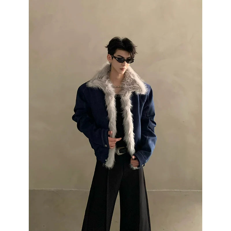 Winter niche high-end sense big fur collar seat mountain carving coat men's thickened warm jacket cotton clothes tide