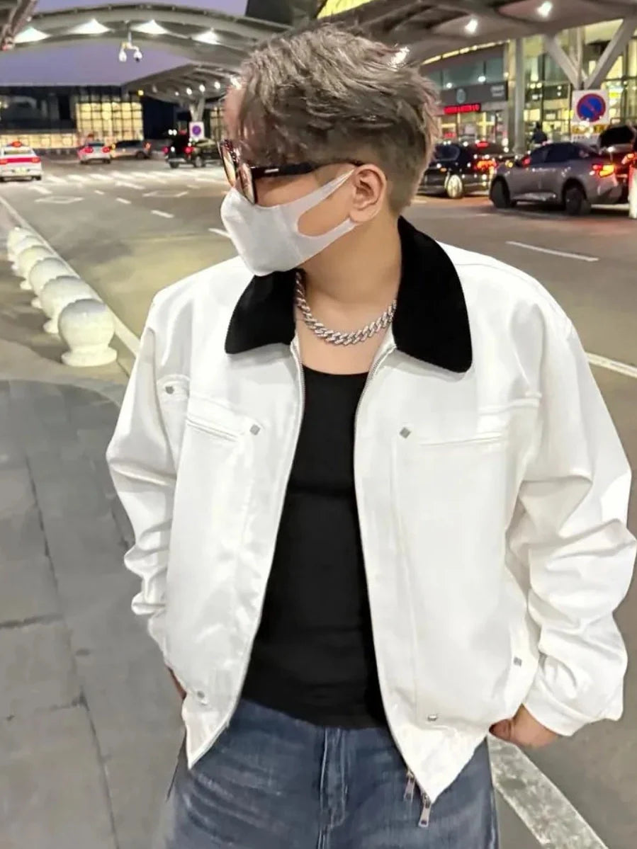 Lapel Vintage Jacket Washed Jacket White Jacket SIN0920