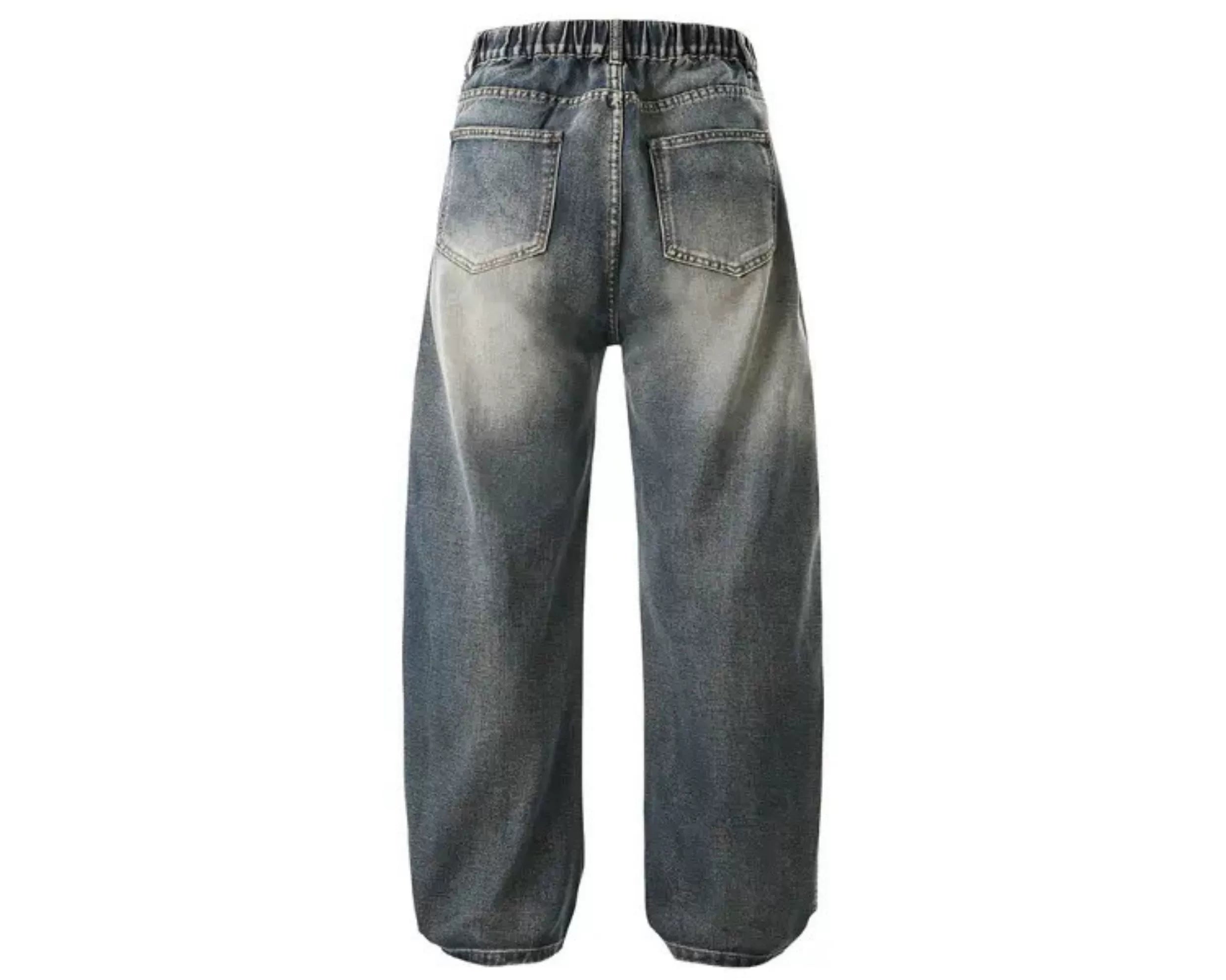 slightly fat wear washed retro trousers men loose black spring and autumn versatile large size scimitar jeans men