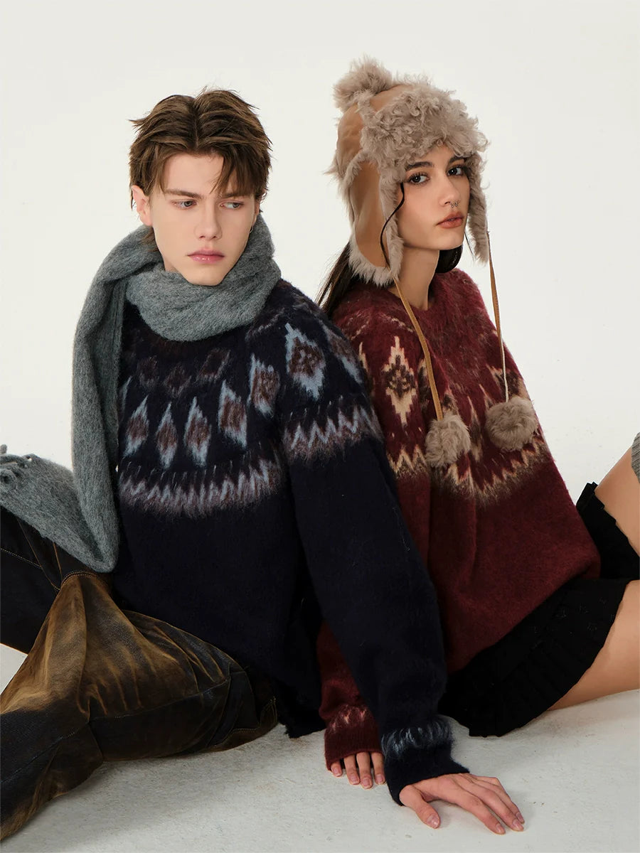 빈티지 자카드 스웨터 커플 스웨터 SIN0996