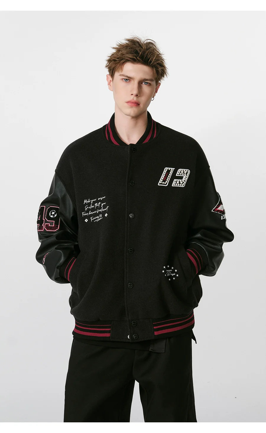 자수 장식 빈티지 야구 재킷 SIN0995