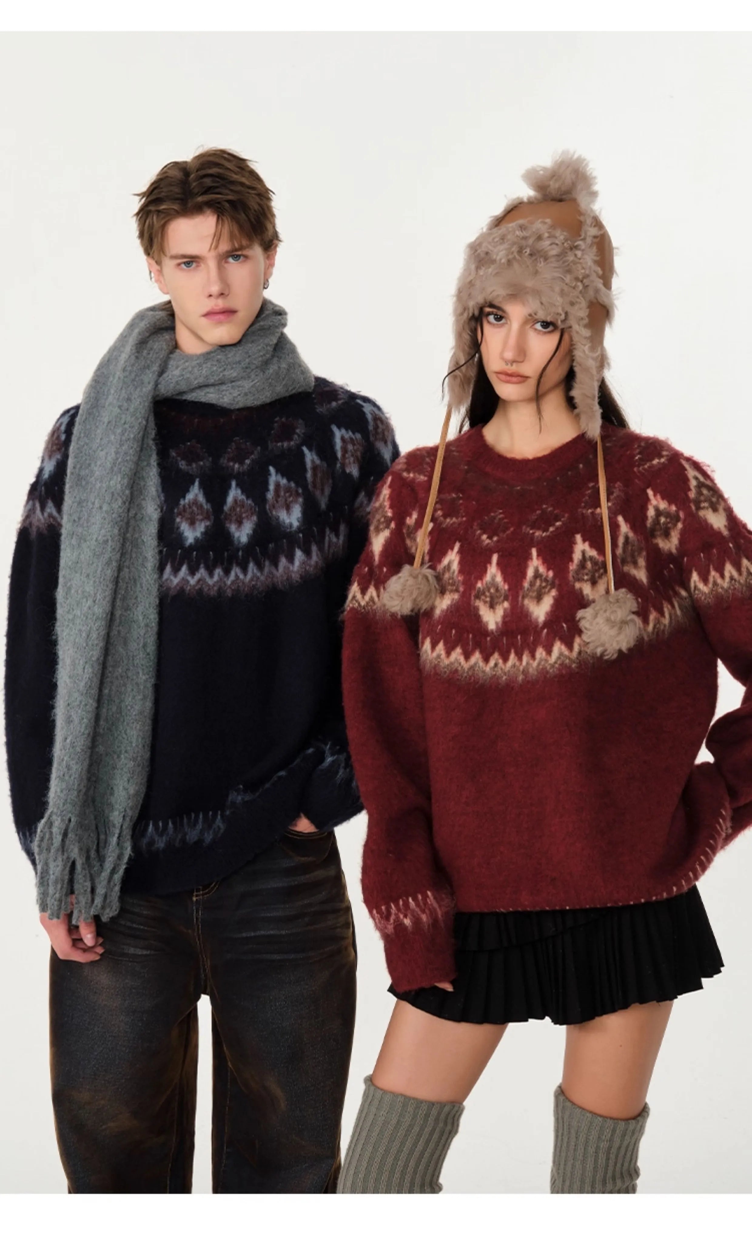 빈티지 자카드 스웨터 커플 스웨터 SIN0996