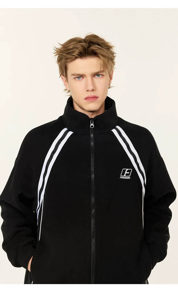 두꺼운 자수가 놓인 스웨터 캐주얼 재킷 SIN0986