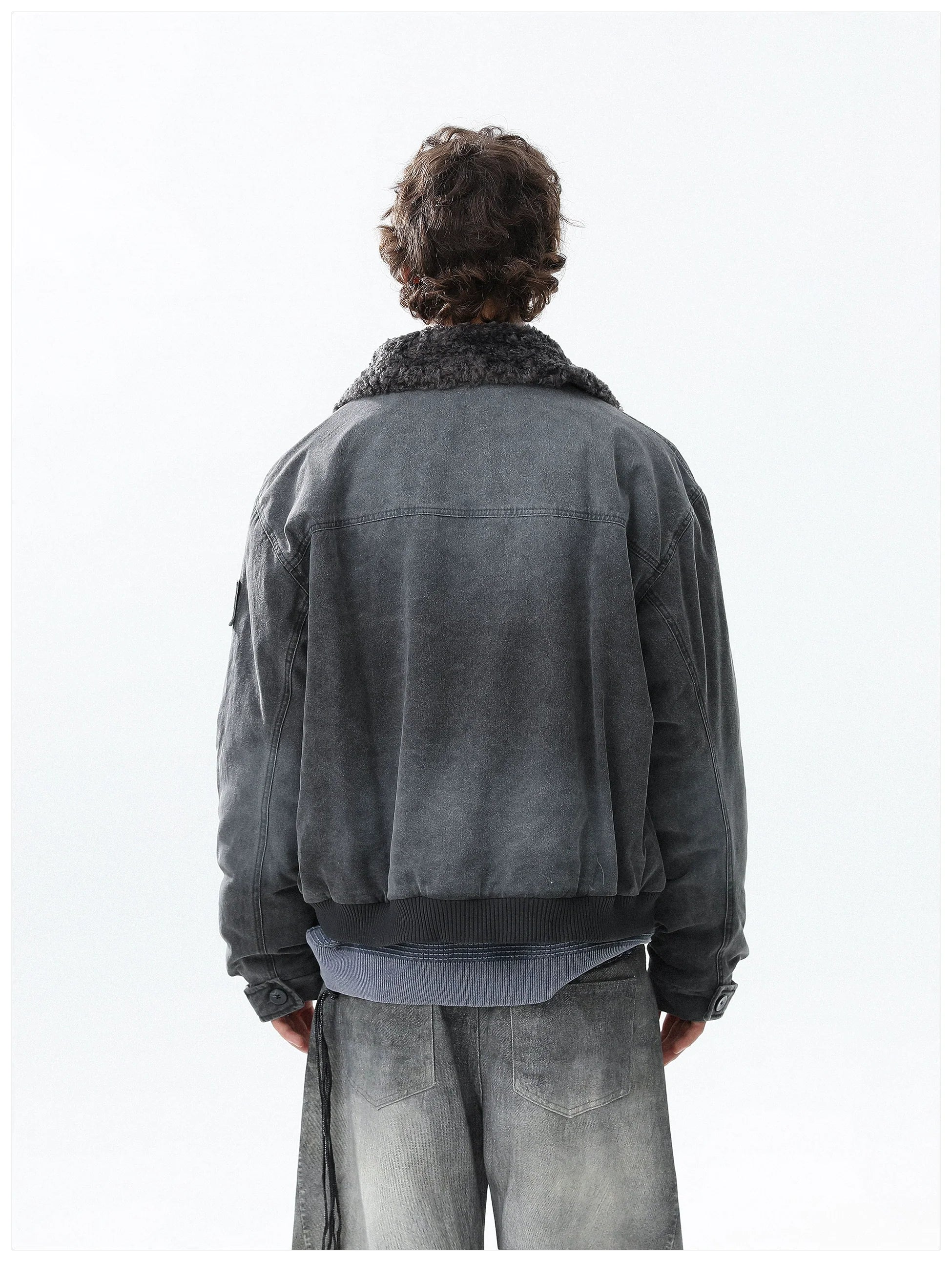 Heavy industry denim deconstruction splicing winter thickened cotton jacket SIN0975