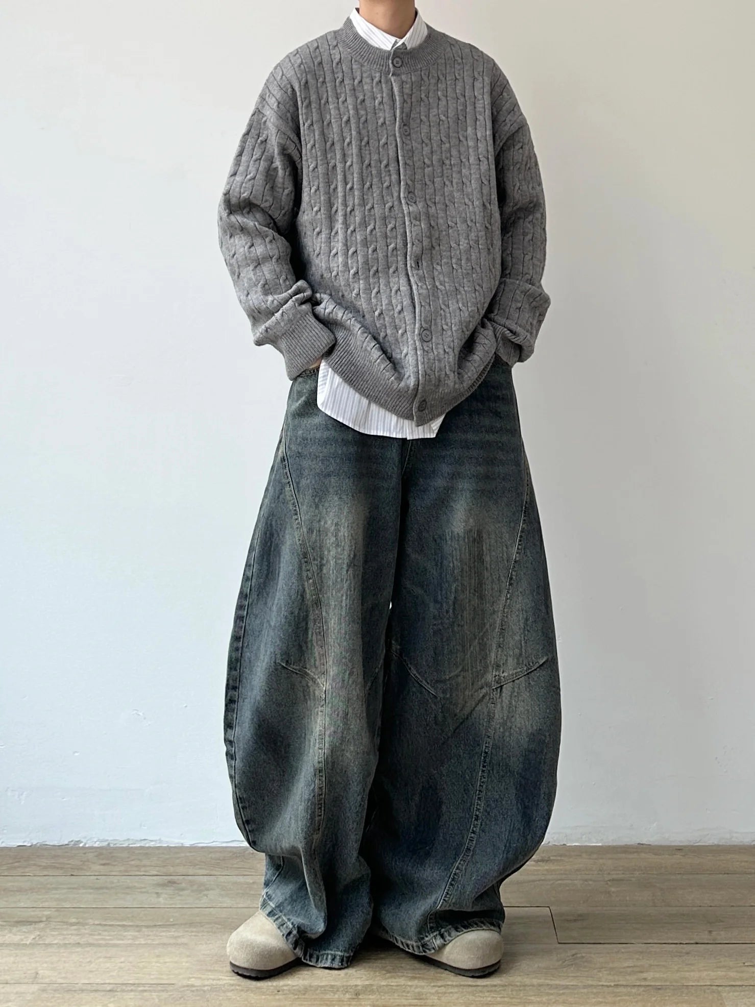 미국 레트로 스타일의 스키미터 팬츠, 와이드 레그 진 SIN0919