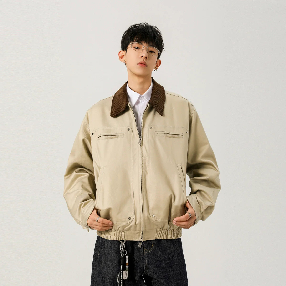 Lapel Vintage Jacket Washed Jacket White Jacket SIN0920