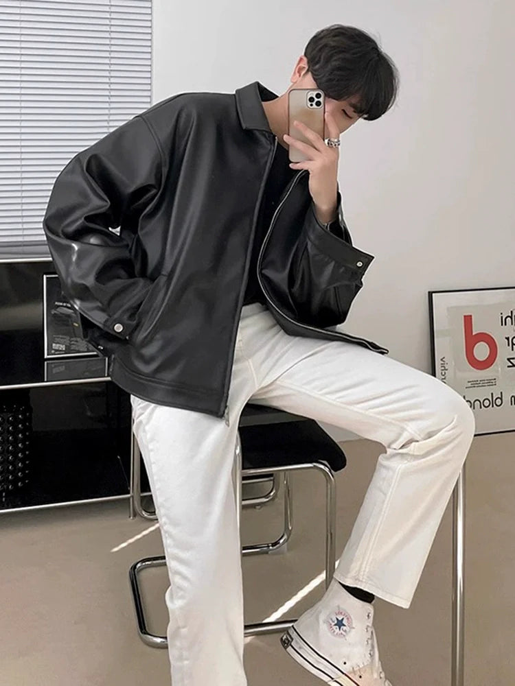 Ruffian handsome leather jacket men's spring new trend Korean PU leather casual baseball jacket locomotive jacket