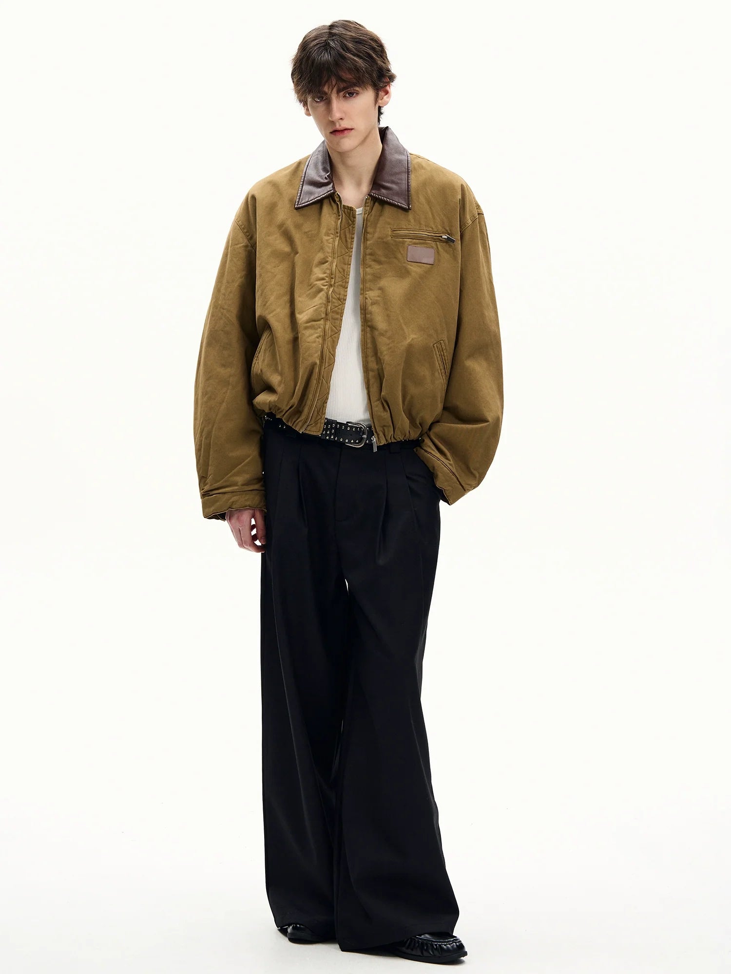 Vintage Contrast Lapel Pilot Padded Jacket SIN0978