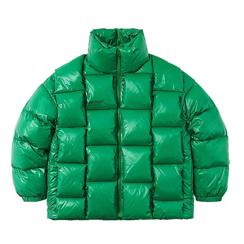 American woven down jacket men's trendy brand white duck down winter couple jacket stand-up collar bread jacket