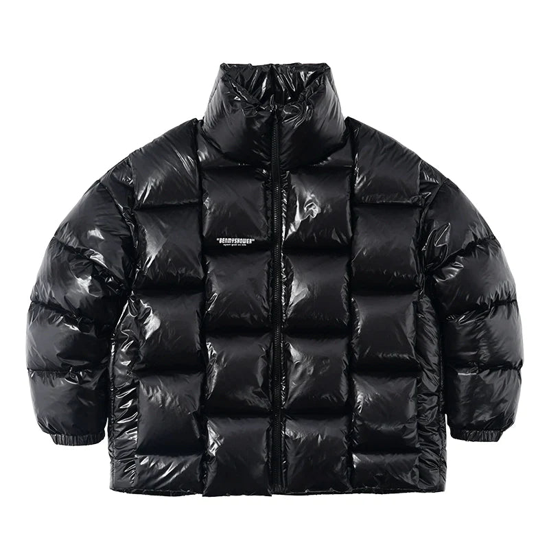 American woven down jacket men's trendy brand white duck down winter couple jacket stand-up collar bread jacket