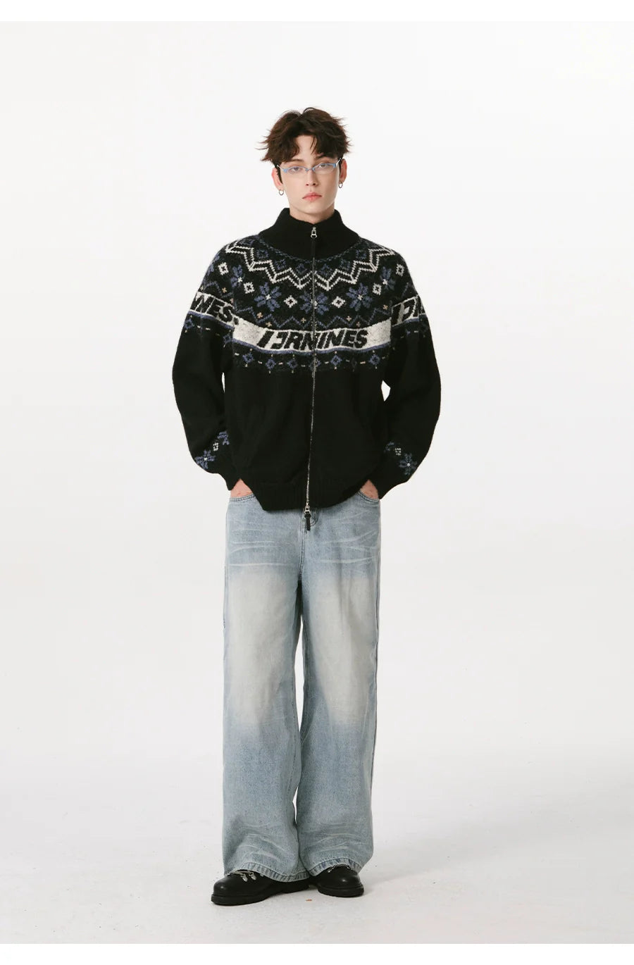 더블 지퍼 니트 스웨터 가디건 커플 스웨터 재킷 SIN0998