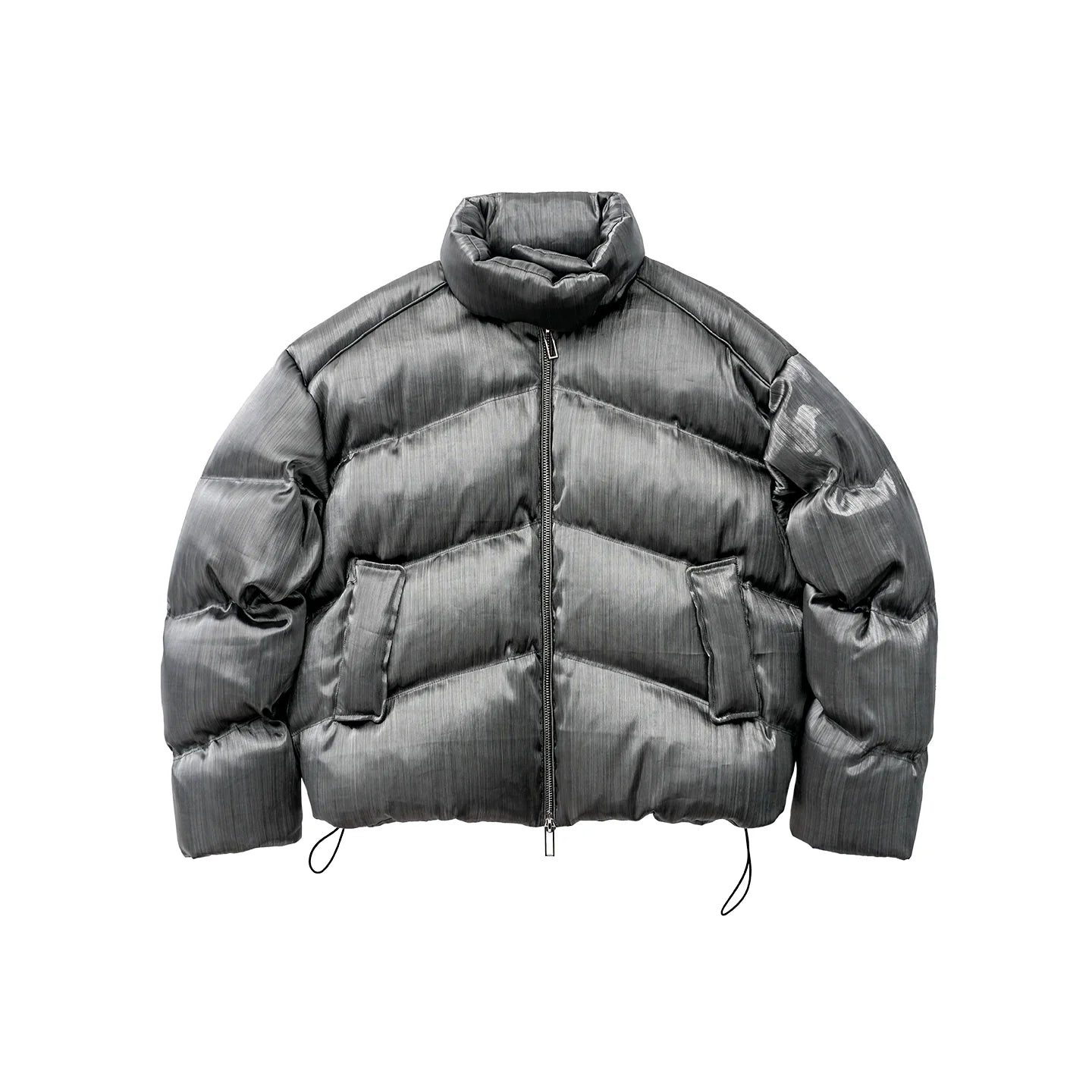 Heavy liquid metal texture white duck down thickened stand-up collar down jacket men and women the same winter coat