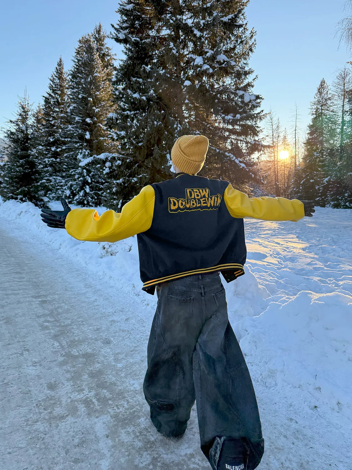 American contrasting leather baseball jersey men's personality silhouette wide shoulder short jacket jacket tide