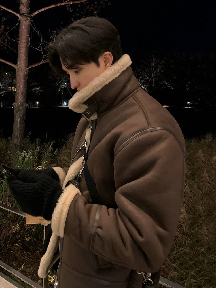 인조 스웨이드 양털 봄버 재킷 EHW5039