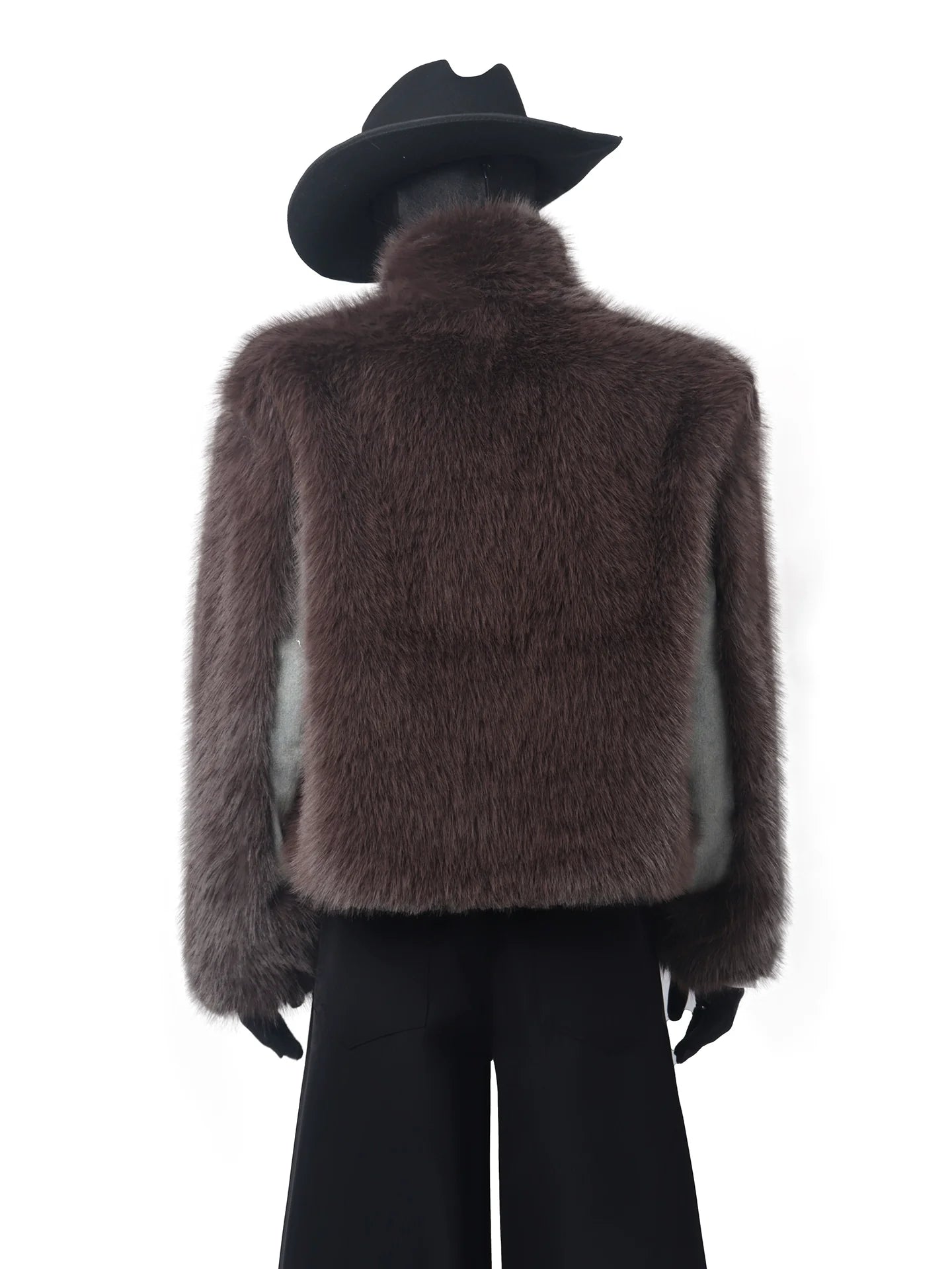 Mountain carving series splicing denim jacket men's autumn and winter light luxury plush imitation mink jacket