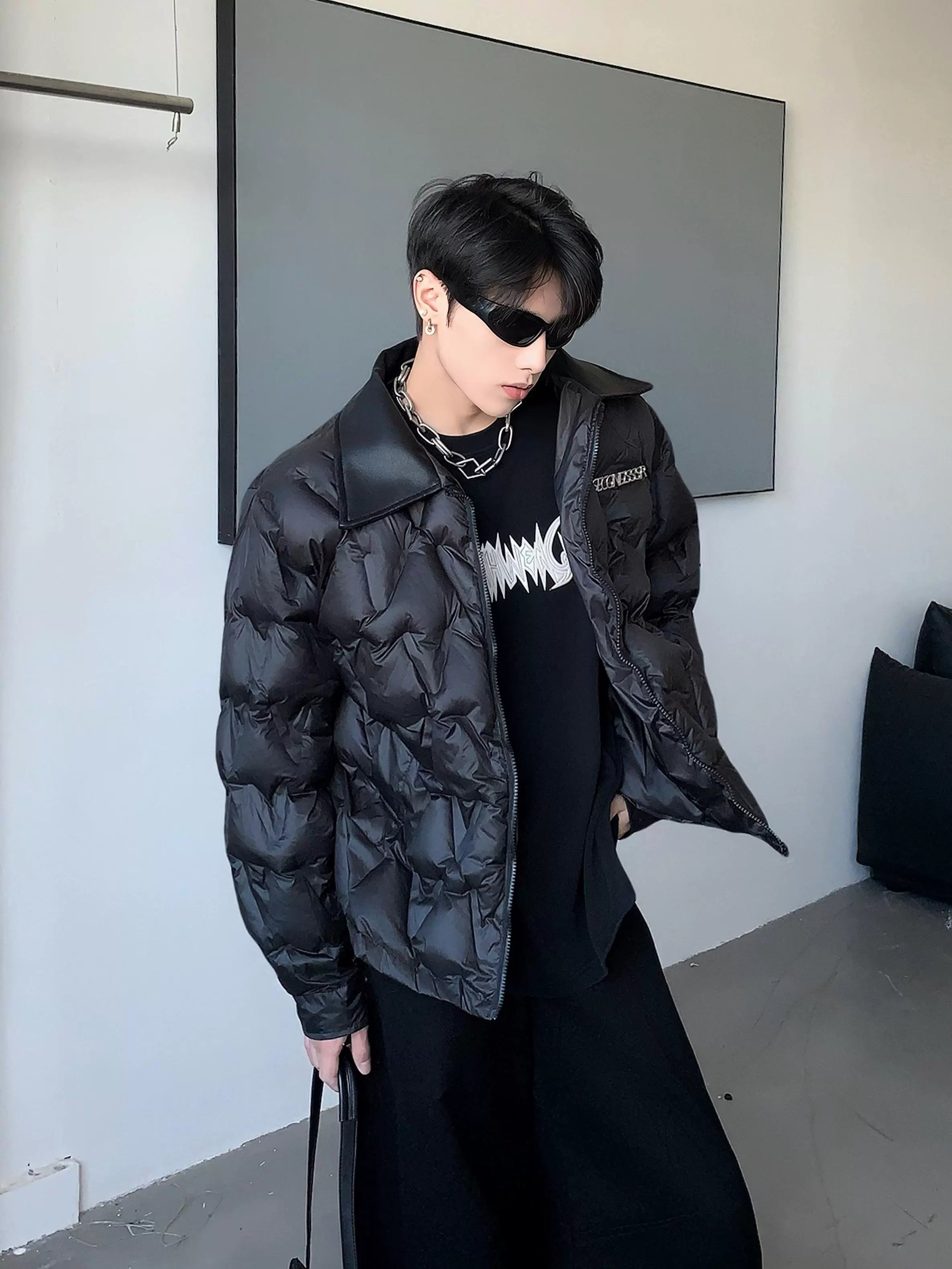 Large lapel high sense cleanfit cotton jacket men's winter design sense thickened cotton jacket