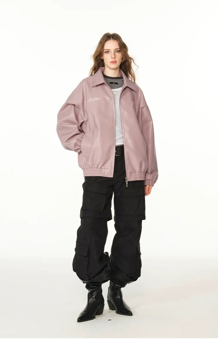 American cleanfit embossed double zipper biker jacket SIN0989