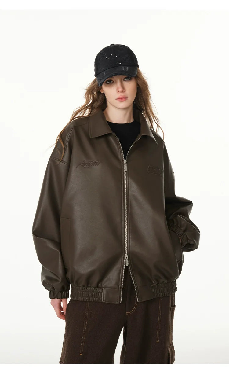 American cleanfit embossed double zipper biker jacket SIN0989