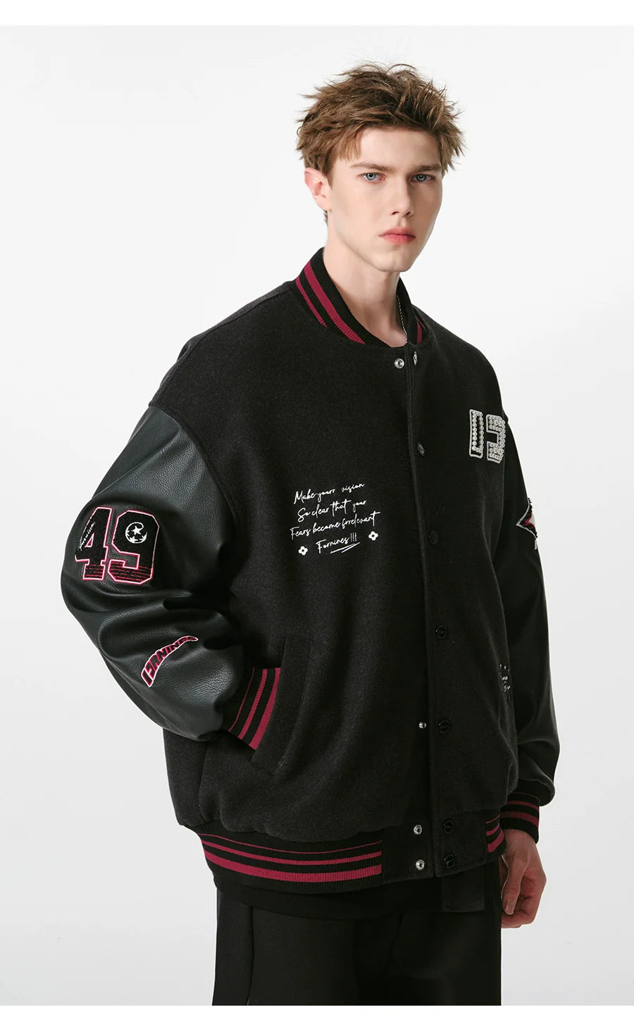 자수 장식 빈티지 야구 재킷 SIN0995