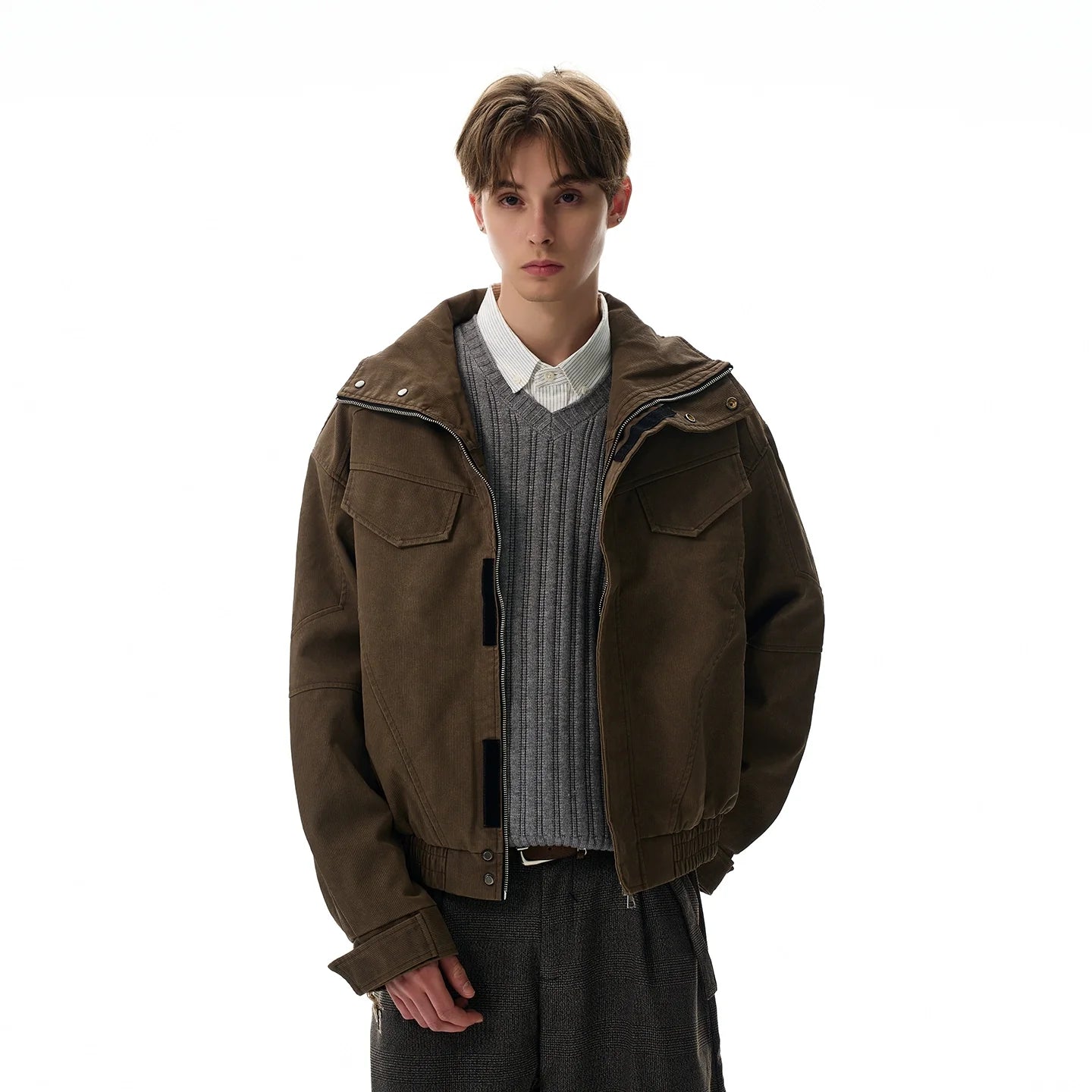 Vintage cleanfit deconstructed cut turtleneck jacket SIN0966