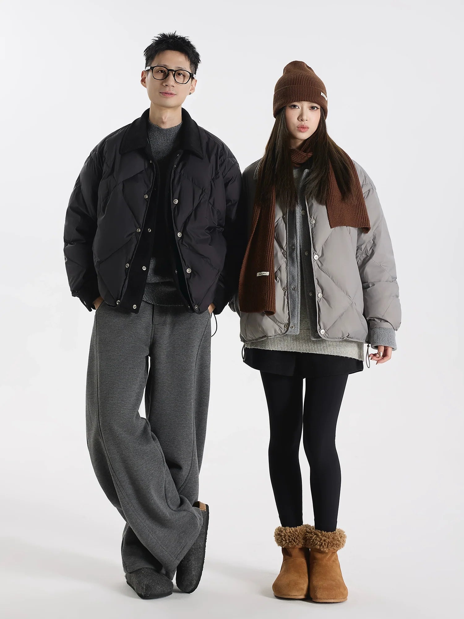 90% 흰색 오리털 양이온 혼방 울 소재를 겹겹이 쌓아 만든 인조 다운 재킷