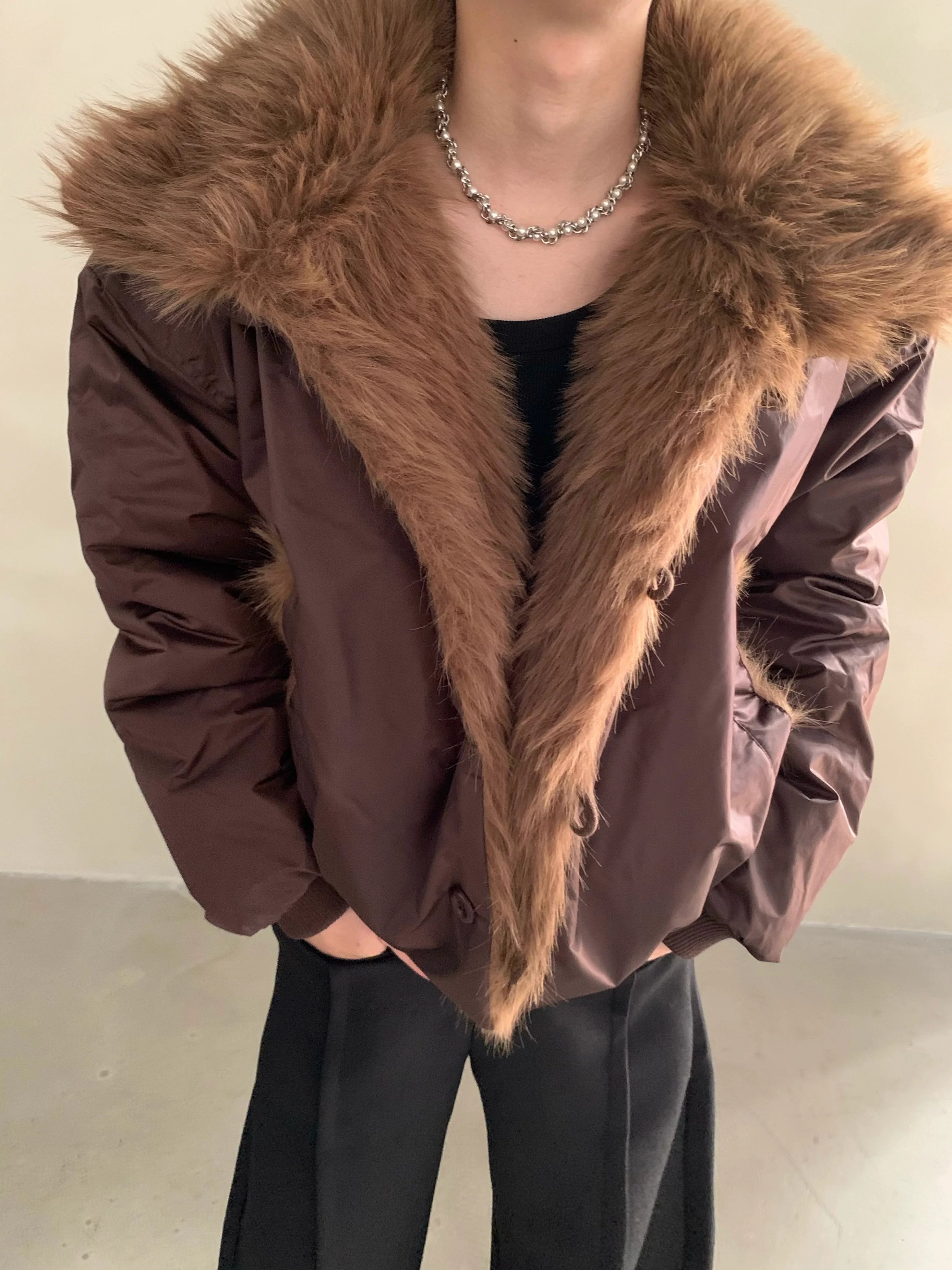 Noble mink hair seat mountain carving jacket men's winter piled thickened heavy fur collar cotton clothes tide